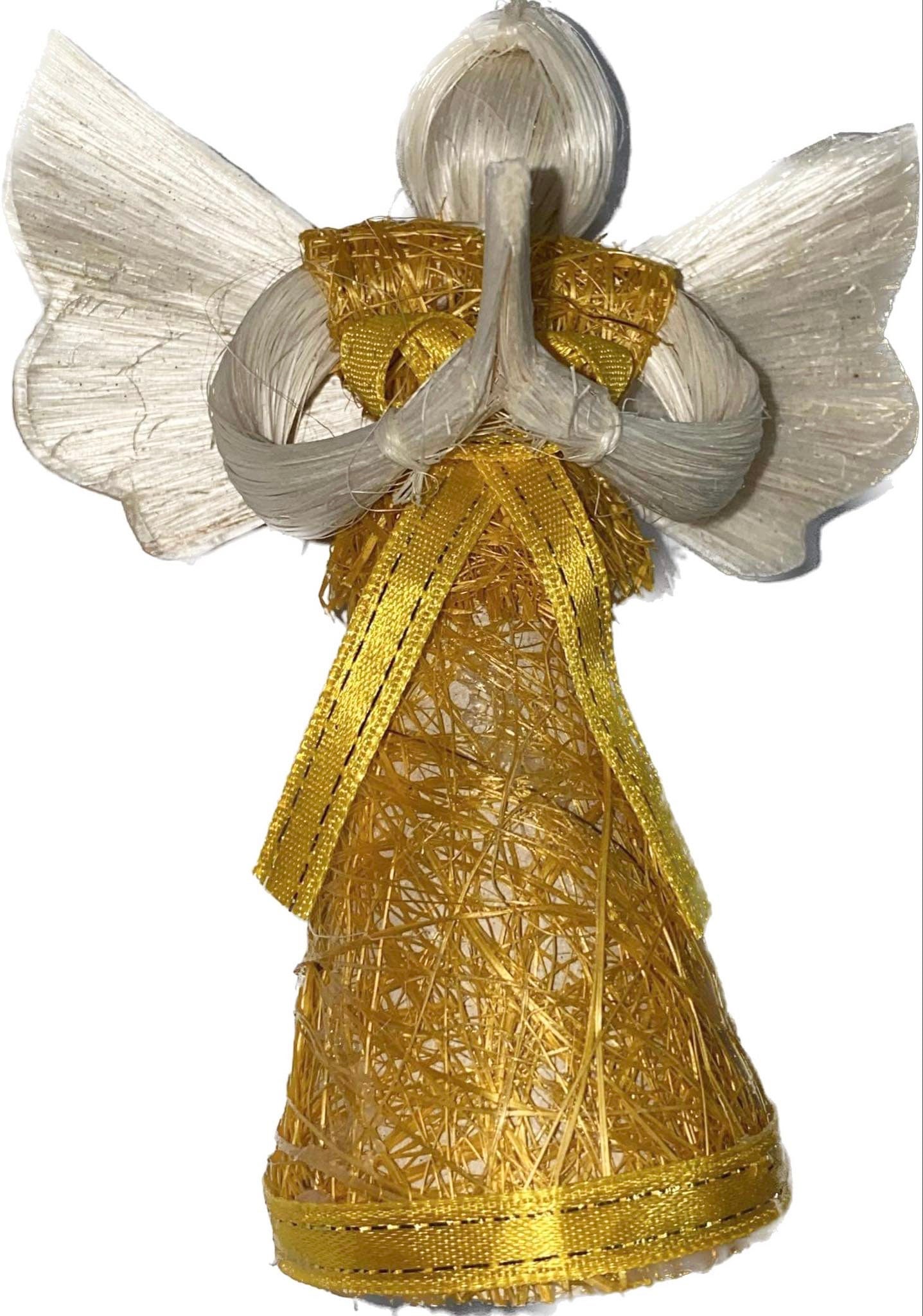 Abaca Angel Trimming Ornament - 4 inches Height - Yellow