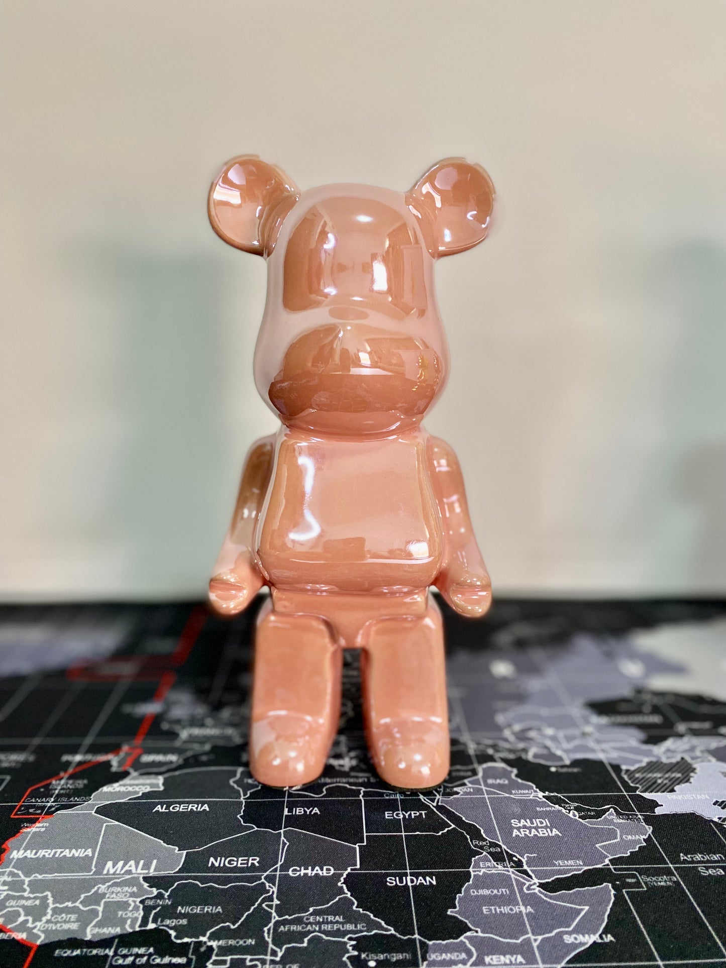Bear Brick Inspired Figurine and Piggy Bank in Pink