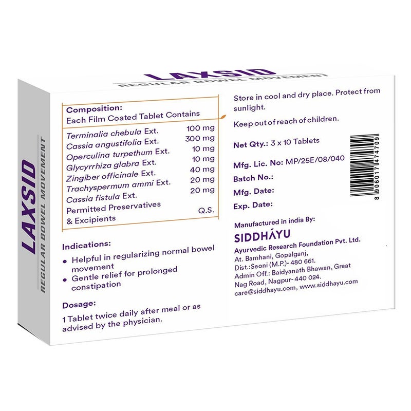 Siddhayu Laxsid Tablets For Constipation Relief, Pack of 30’s