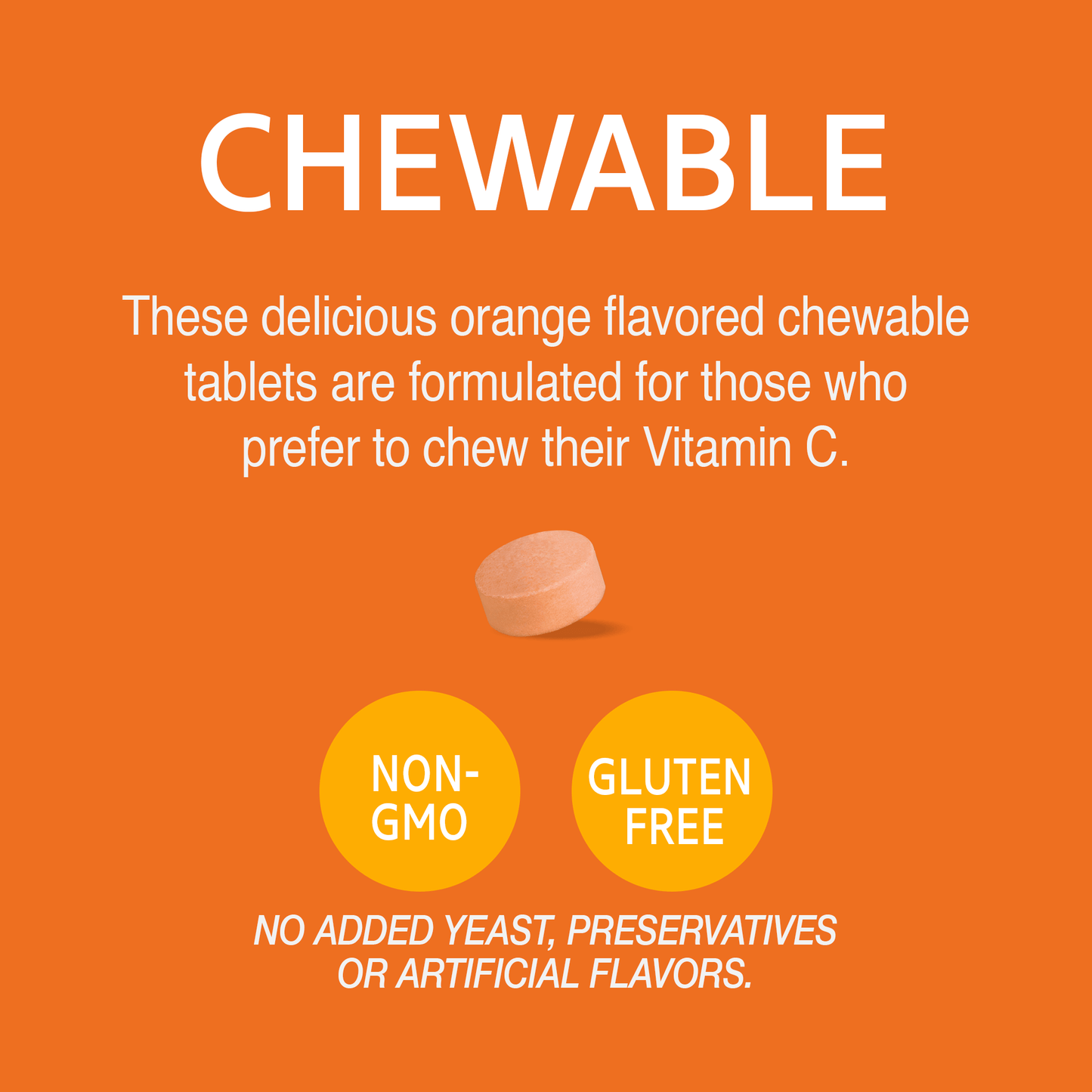 21st Century Vitamin C 500 mg Chewable Tablets, Orange, 30 Count