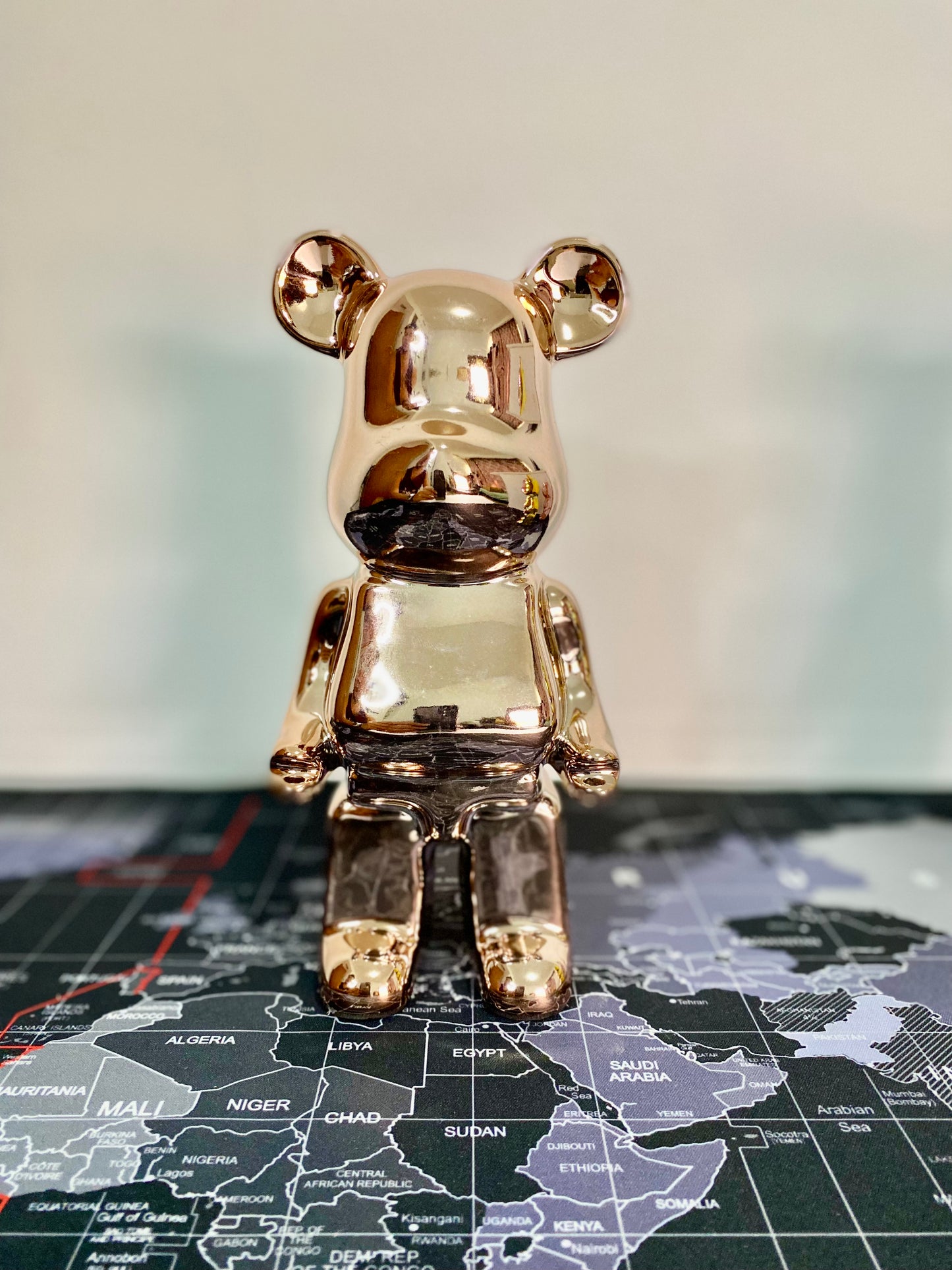 Bear Brick Inspired Figurine and Piggy Bank in Gold