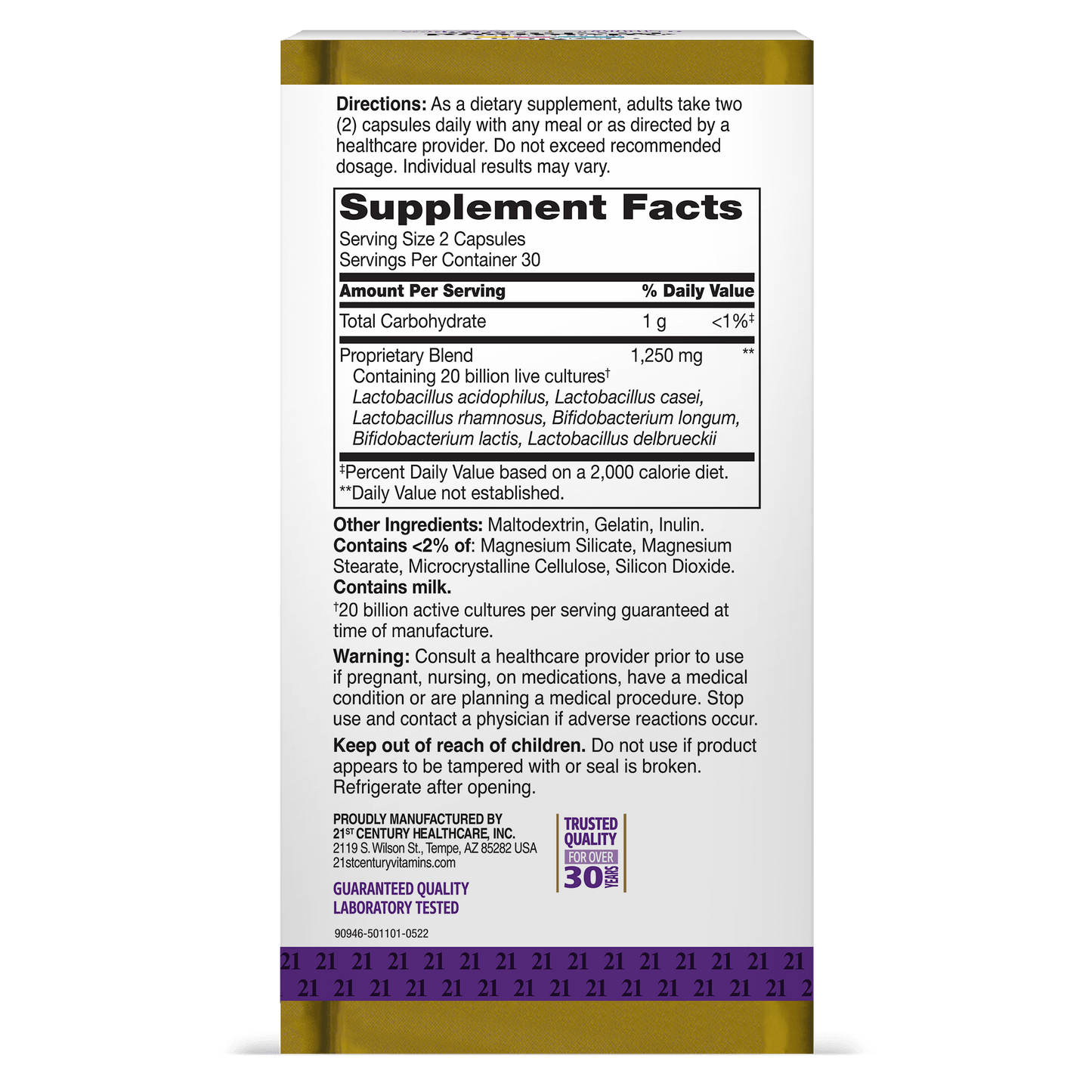 21st Century Ultra Potency Advanced Probiotic – 60 Capsules