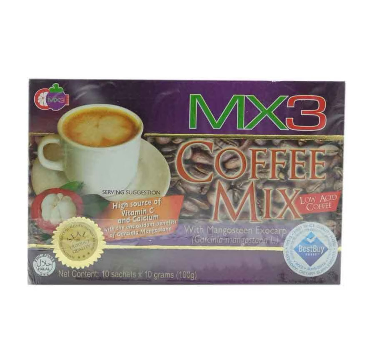 MX3 Coffee Mix – Low‑Acid Coffee with Mangosteen Exocarp 10 g | 10 Sachet | Premium Instant Coffee