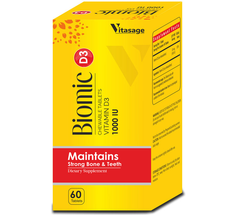 Vitasage Biomic D3 - Vitamin D3 (Chewable Tablets) | 60 Tablets | 1000 IU