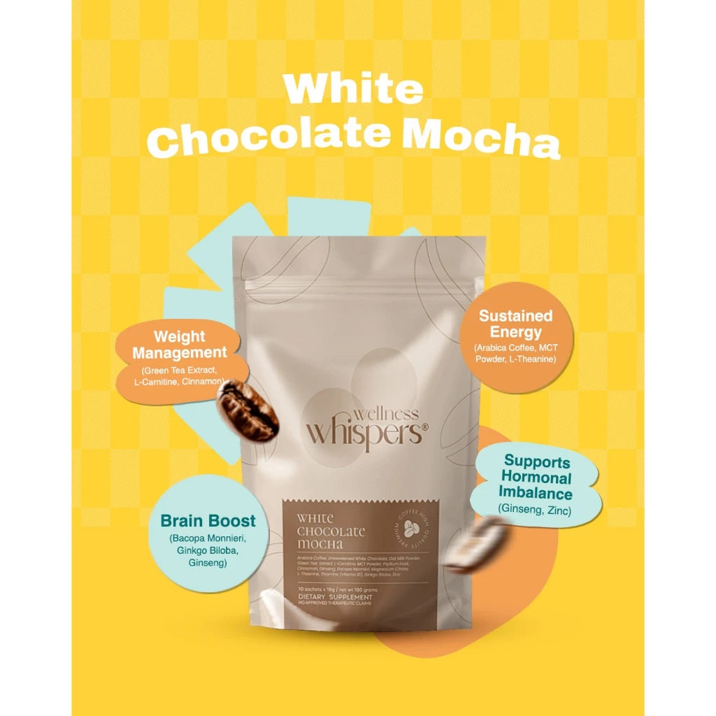 Wellness Whispers – White Chocolate Mocha with Botanical Focus Blend