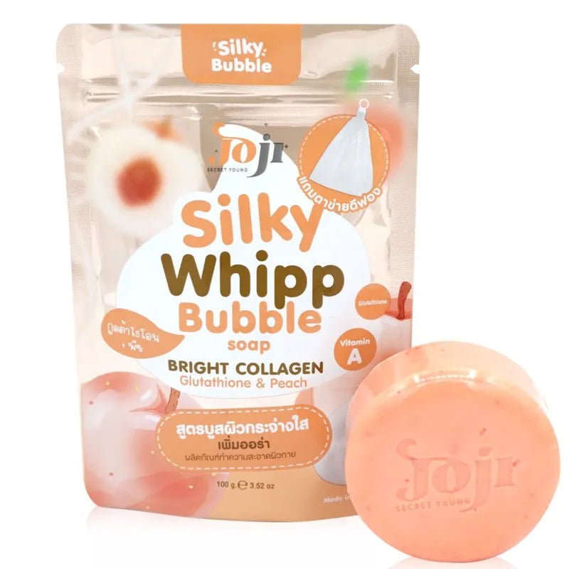 Joji Secret Young SILKY WHIPP Bubble Soap – Glutathione & Peach (Face & Body Cleanser, 100g)