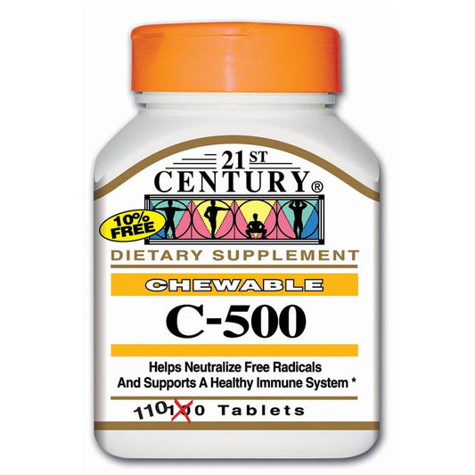 21st Century Vitamin C 500 mg Chewable Tablets, Orange, 110 Count