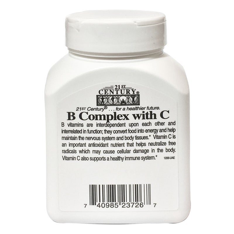 21st Century B Complex With Vitamin C Caplets For Energy & Immune Support, Pack of 30