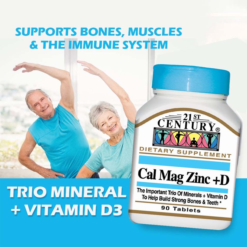 21st Century Calcium, Magnesium, Zinc & Vitamin D Tablets, Pack of 90's