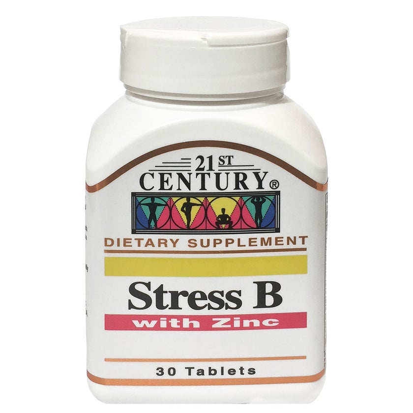 21st Century Stress B with Zinc tablets For Energy & Immune Support, Pack of 30