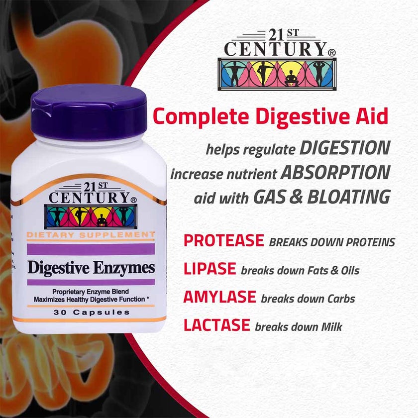 21st Century Digestive Enzymes Capsules, 30 Count