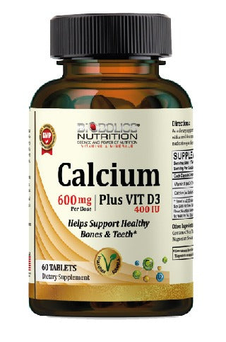 Biobolics Nutrition Calcium 600mg | Plus Vit D3 400 IU | Support Healthy Bones and Teeth | 60 Tablets