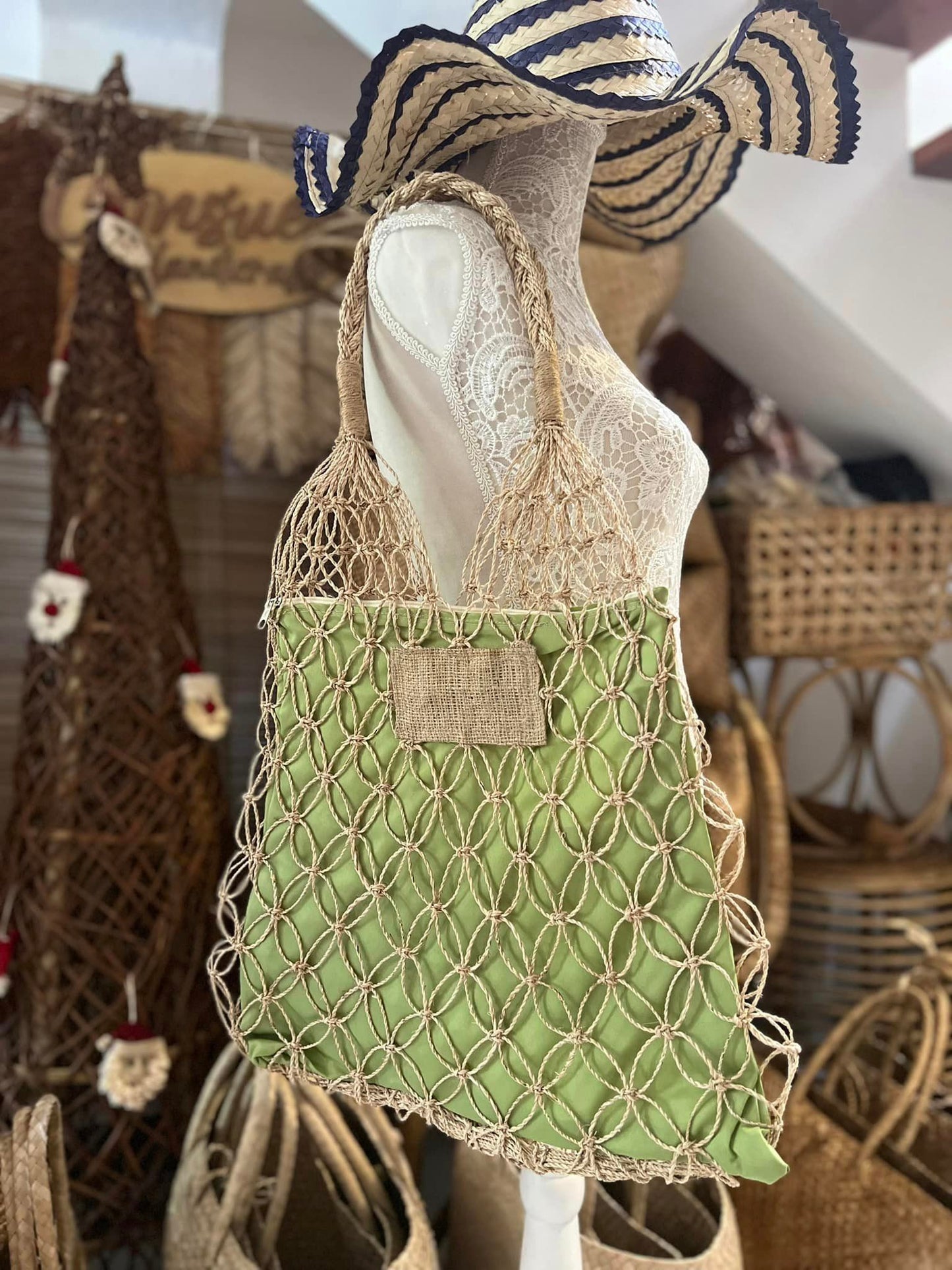 Macrame Bag with Lining 16x16 inches