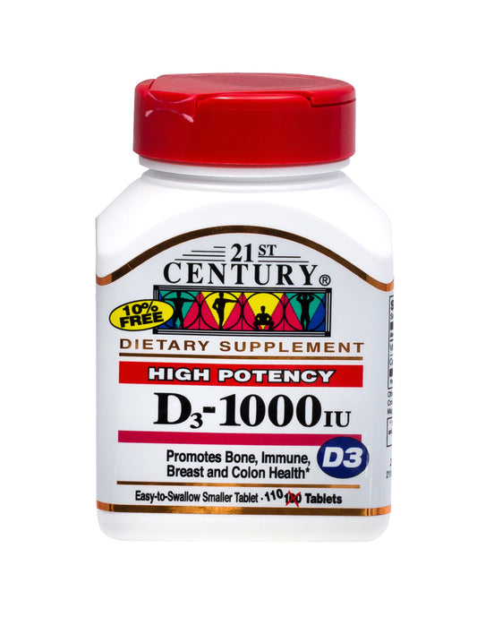 21st Century Vitamin D3 1000 IU (25 mcg) 110 Tablets | Bone & Immune Support UAE