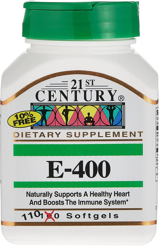 21st Century Vitamin E, 180 Mg (400 Iu), Healthy Heart & Immune System, 110 Softgels