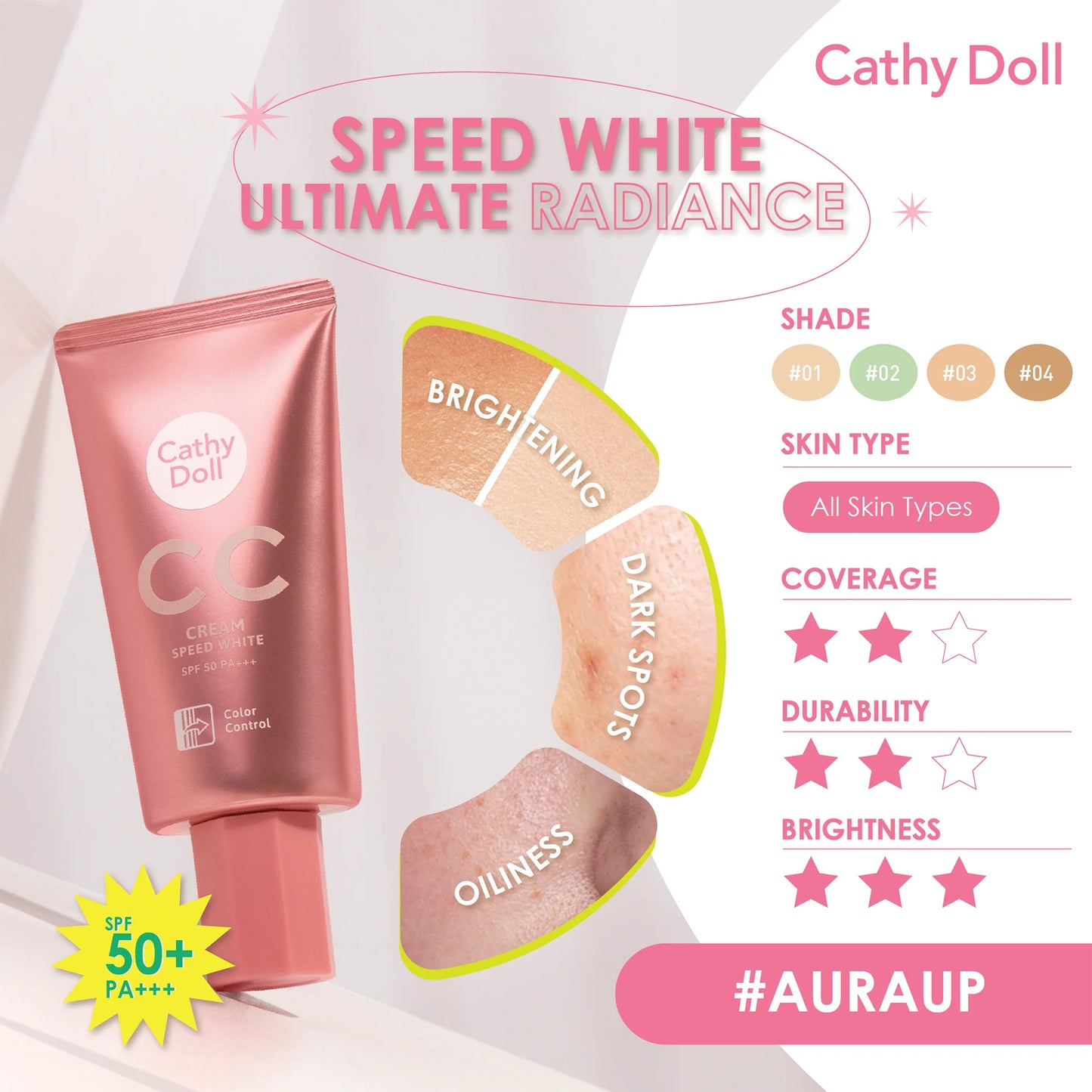 Cathy Doll Speed White CC Cream SPF50 PA+++ Light Beige 50ml
