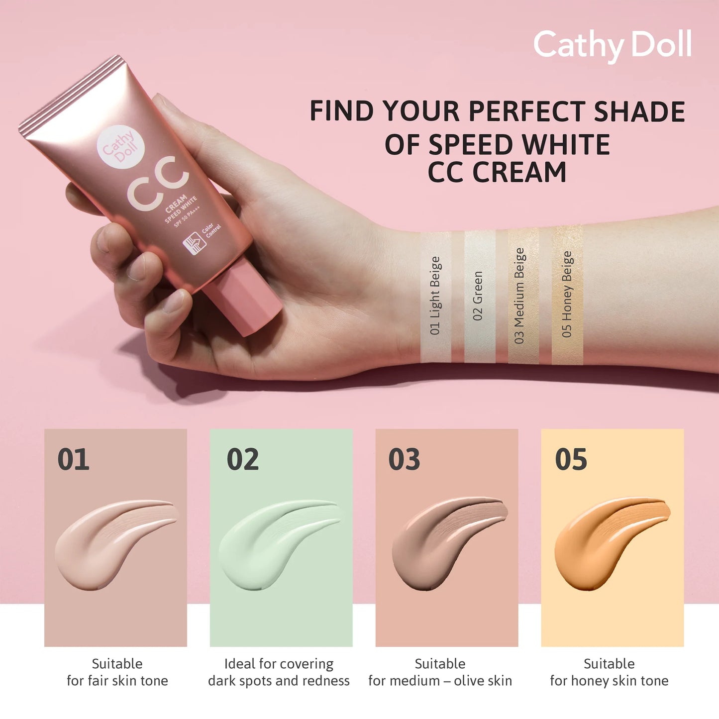 Cathy Doll Speed White CC Cream SPF50 PA+++ Light Beige 50ml