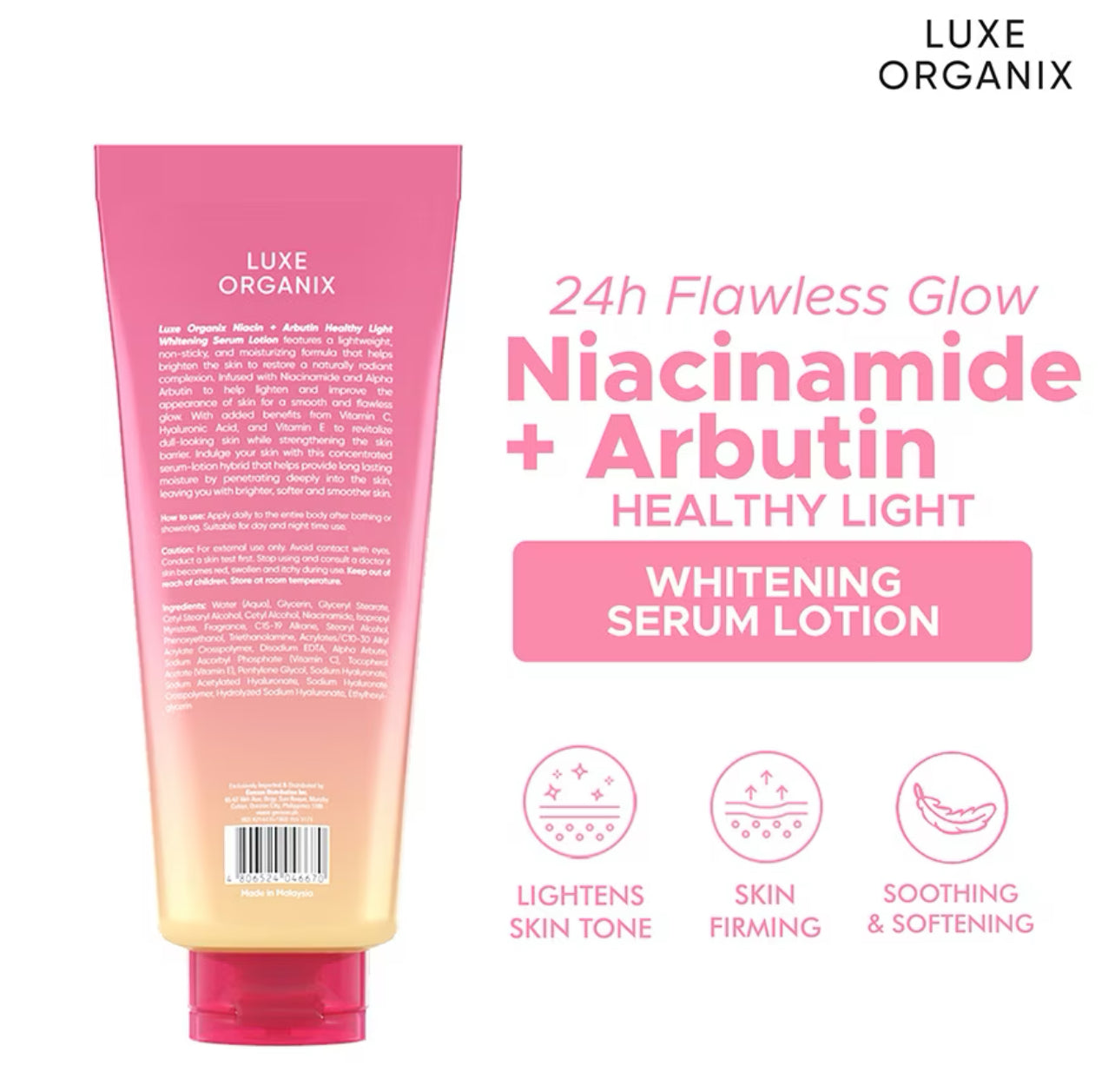 Luxe Organix Niacinamide + Alpha Arbutin Whitening Serum Lotion 350ml