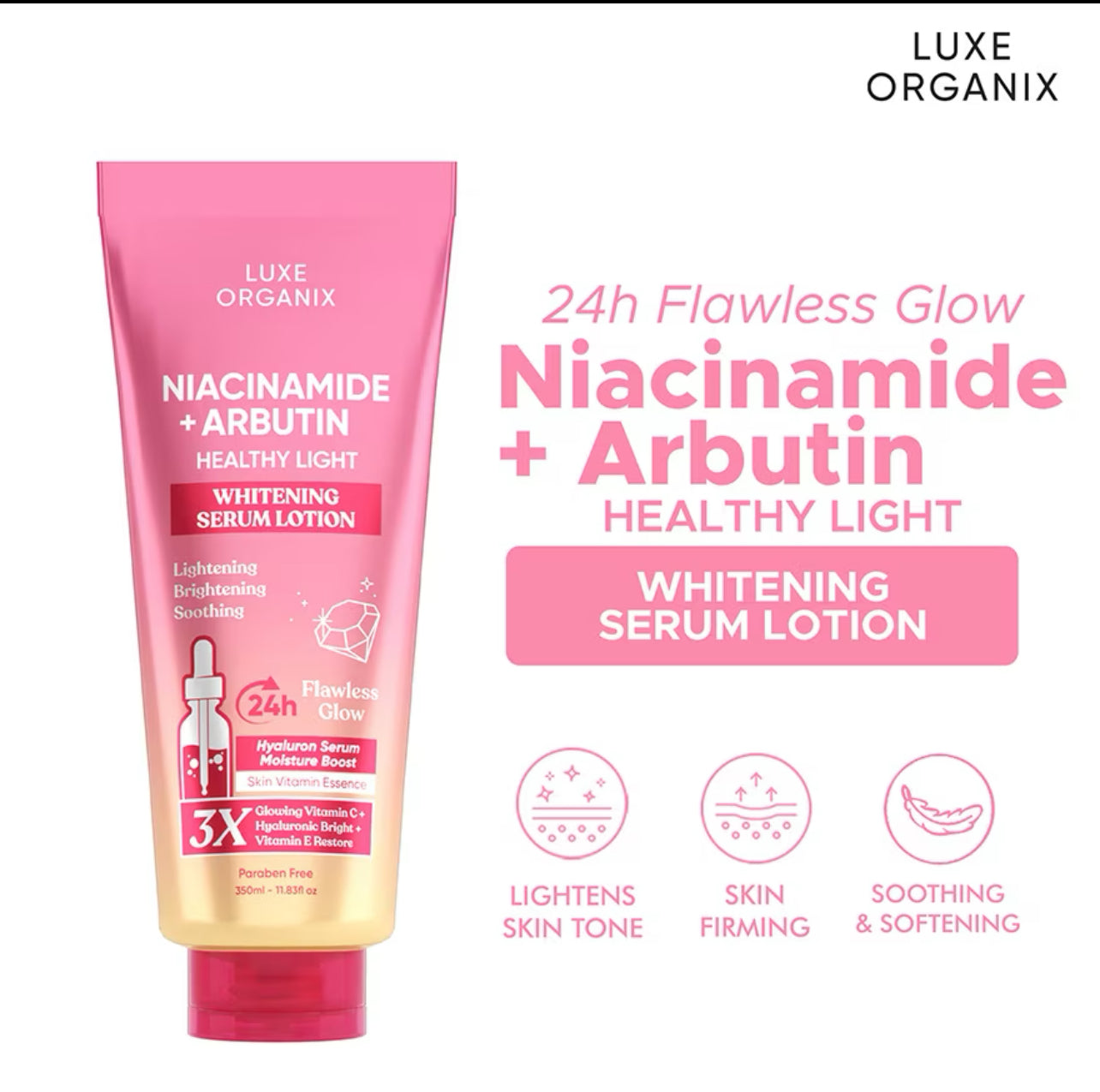 Luxe Organix Niacinamide + Alpha Arbutin Whitening Serum Lotion 350ml