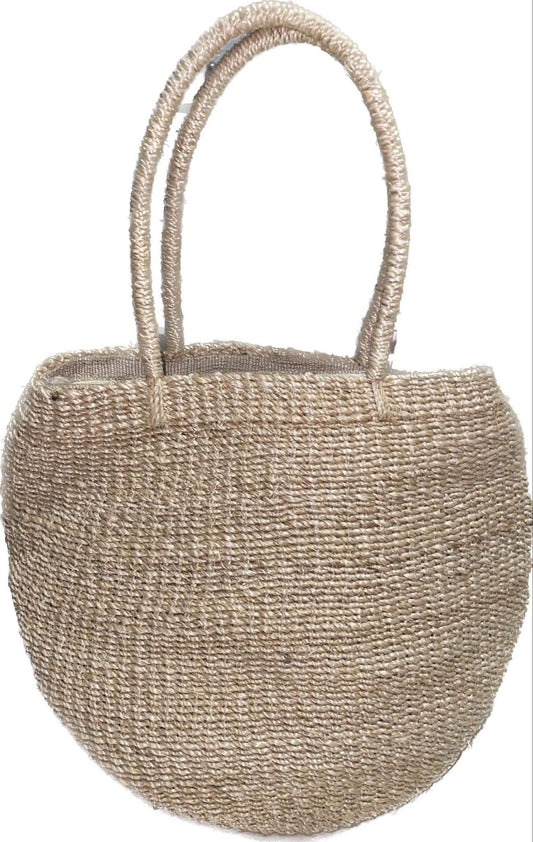 White - Abaca Bucket Bag with Lining and Zipper Lock (16inch height x 8 diameter inches)