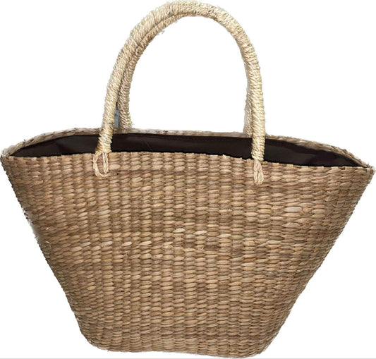 Large Beach Bag Made of Seagrass with Cloth Lining