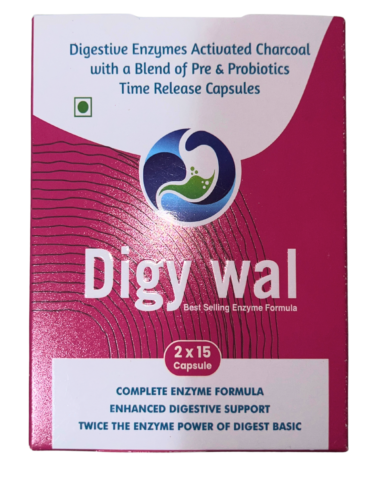 Walpar Digy Wal Digestive Enzyme Capsules  30 Capsules - Activated Charcoal + Probiotics & Prebiotics – Gut Health & Immunity Support – Relieves Bloating & Gas – Boosts Energy & Mood