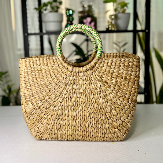 Green Havana Bag Made of Seagrass - Large (15x5x15 inch LWH)