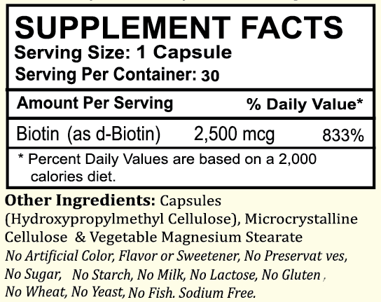 Biobolics Nutrition Super Strength Biotin 2500mcg | Promotes Healthy Hair & Strong Nails | 30 Capsules