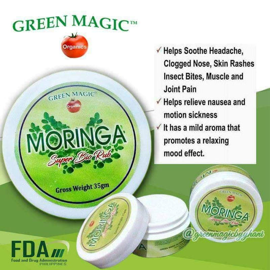 Green Magic Organics MORINGA SUPER BIO RUB for Insect Bites, Muscle Pains and More